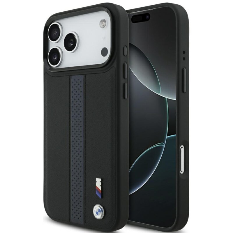 Etui BMW M Perforated Stripe Logo MagSafe do Apple iPhone 17 Pro Max Niebieski