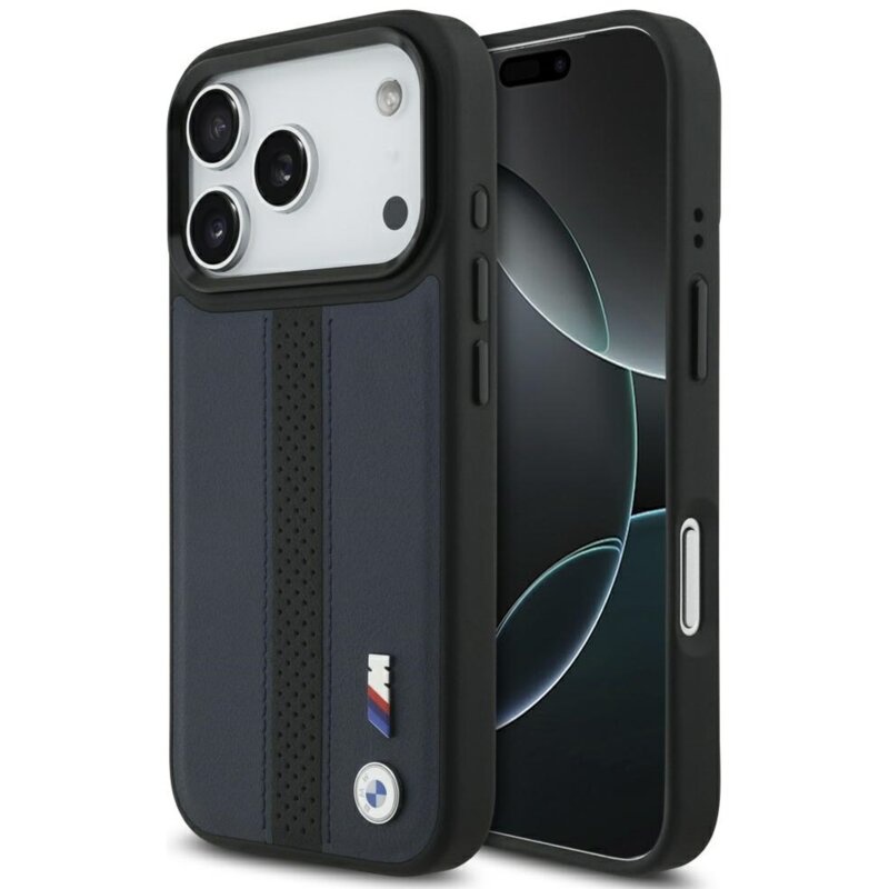 Etui BMW M Perforated Stripe Logo MagSafe do Apple iPhone 17 Pro Granatowy