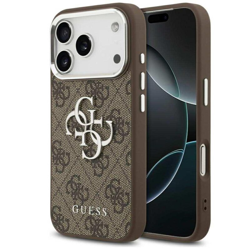 Guess 4G Big 4G Classic Logo do iPhone 17 Pro brązowy srebrny