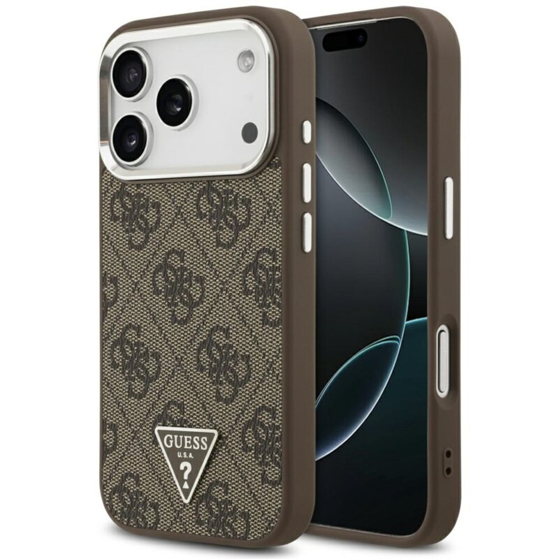 Guess 4G Triangle Logo MagSafe do iPhone 17 Pro brązowy srebrny