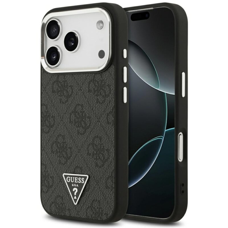 Guess 4G Triangle Logo MagSafe do iPhone 17 Pro Czarny srebrny