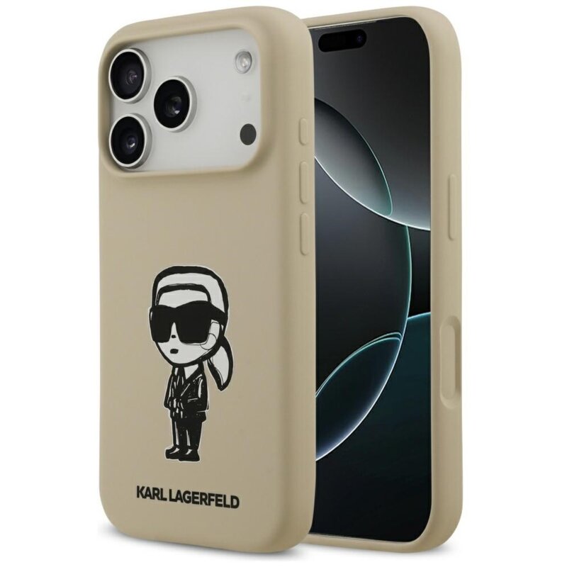 Etui KARL LAGERFELD Silicone Karl Sketch & Logo MagSafe do Apple iPhone 17 Pro Brązowy