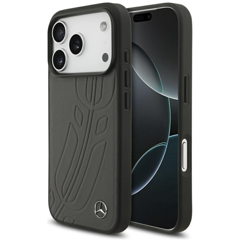 Mercedes-Benz Leather Large Laurel Leave MagSafe do iPhone 17 Pro antracyt