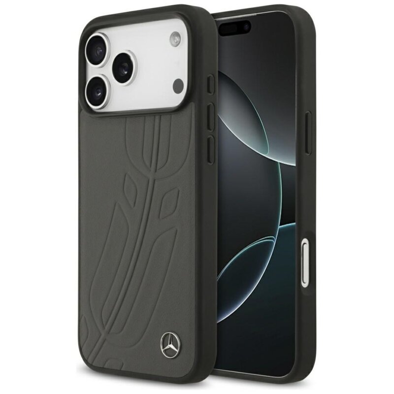 Mercedes-Benz Leather Large Laurel Leave MagSafe do iPhone 17 Pro Max antracyt