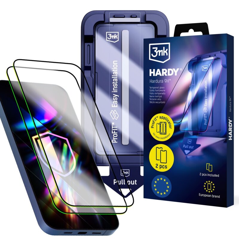 Szkło hartowane 3mk Hardy Hardura 9H do Apple iPhone 13/13 Pro/14/16e/17e (2 szt.)