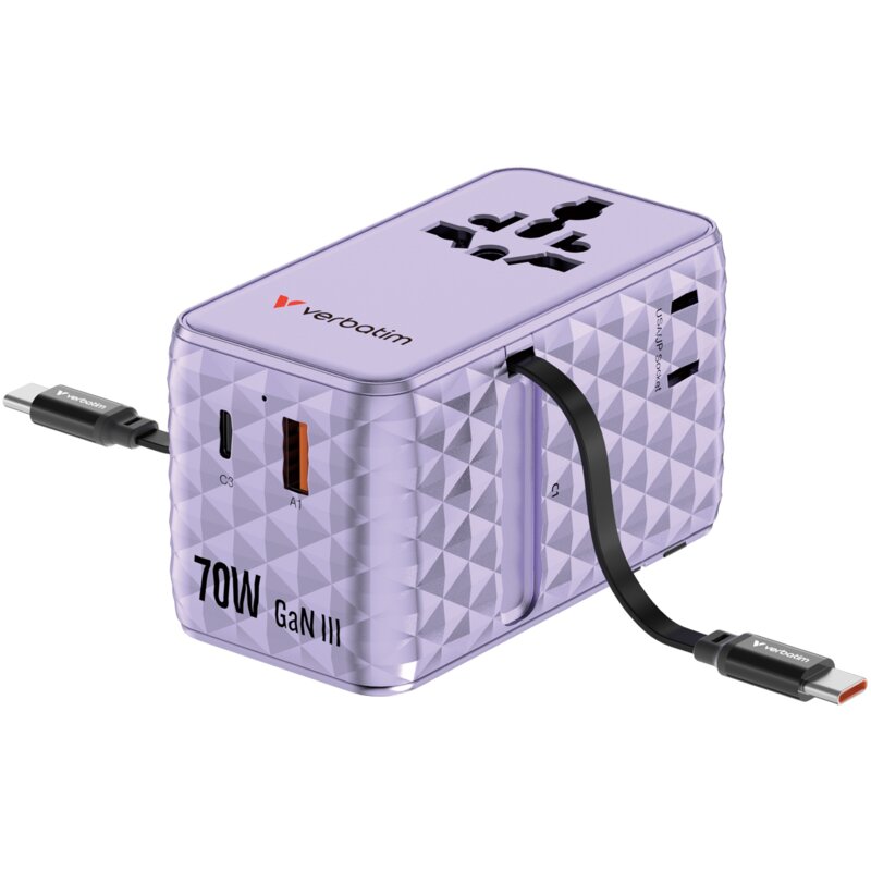Verbatim 30188 70W 2x kabel USB-C Purple
