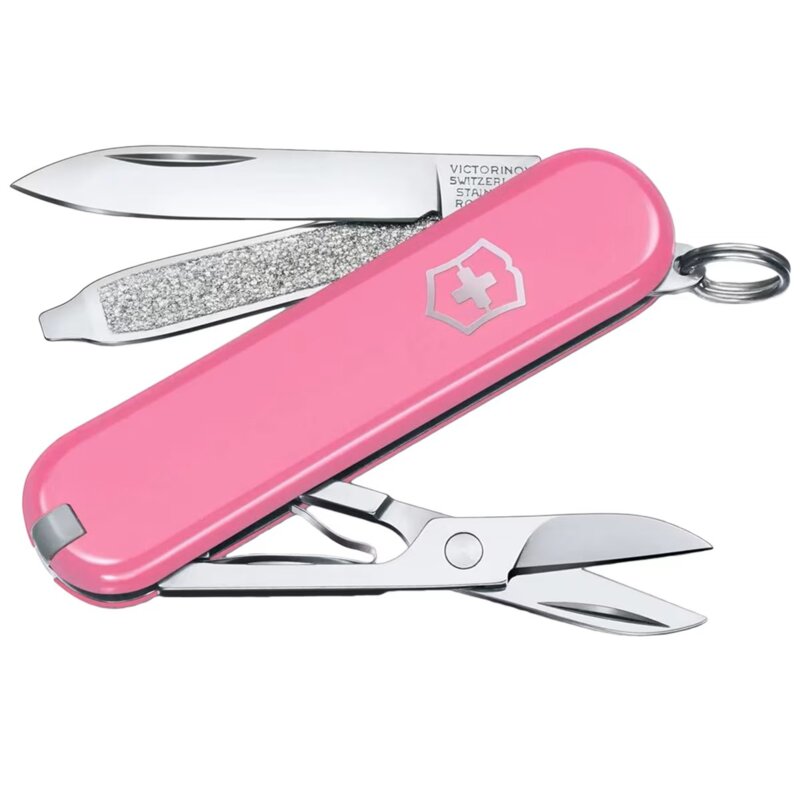 Scyzoryk VICTORINOX Classic SD ze skórzanym etui - Różowy/Szary
