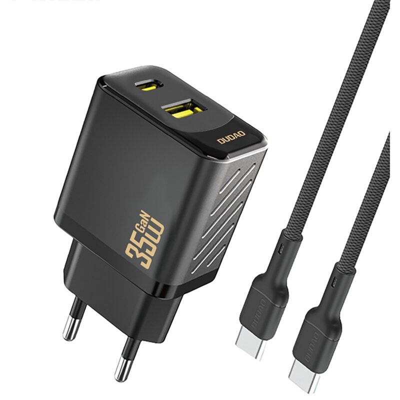 Ładowarka sieciowa DUDAO A27 MaxC 35W Czarny ładowarka do telefonu USB, USB-C + kabel