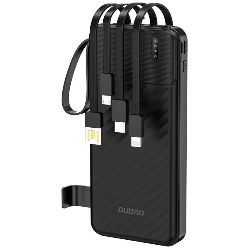 PORĘCZNY POWERBANK 10000 mAh Z 4 WBUDOWANYMI KABLAMI USB USB-C LIGHTNING
