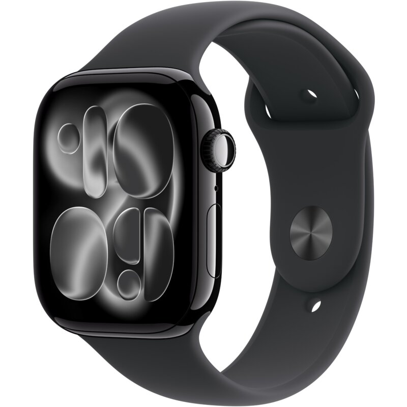 Smartwatch APPLE Watch Series 11 GPS, koperta 46mm z aluminium w kolorze onyksu, pasek sportowy czarnym - rozmiar S/M MEUW4MP/A