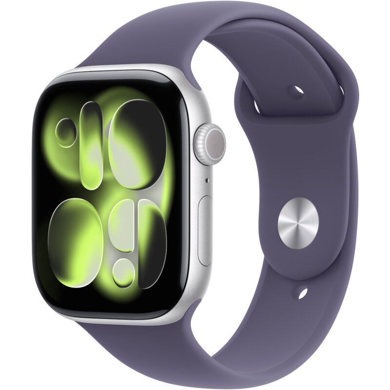 Apple Watch 11 GPS + Cellular 42mm koperta z aluminium (srebrny) + pasek sportowy rozmiar S/M (mleczny fiolet)