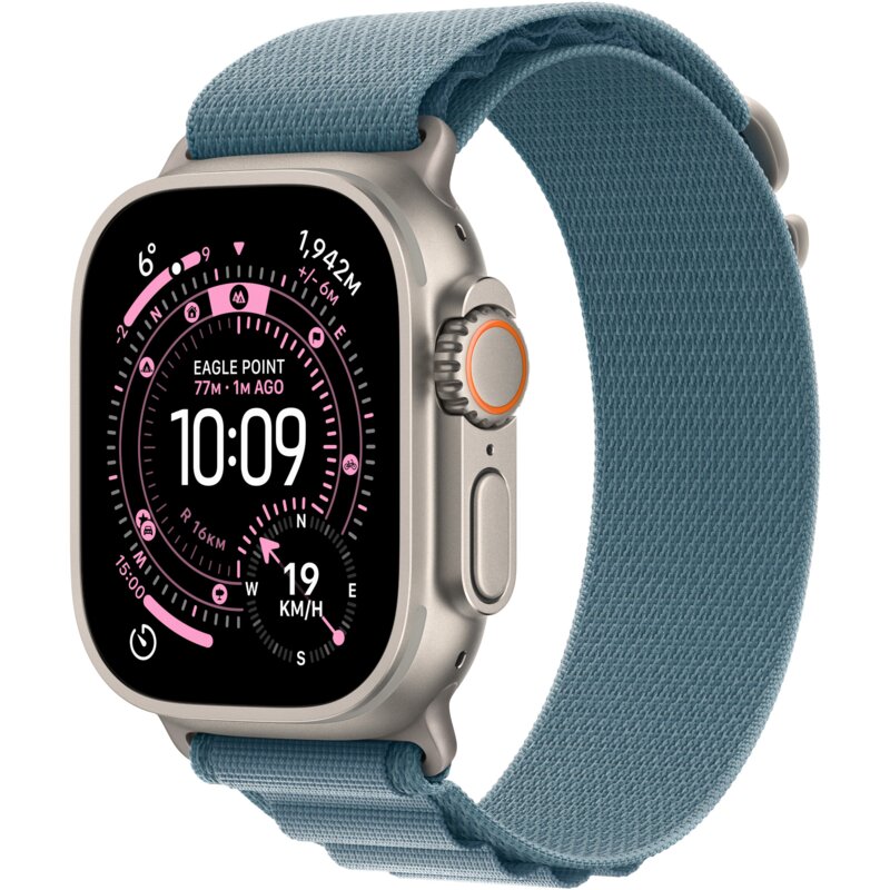 Smartwatch APPLE Watch Ultra 3 GPS + Cellular, koperta 49 mm z tytanu w kolorze naturalnym, opaska Alpine jasnoniebieskim – rozmiar S MEWK4QP/A