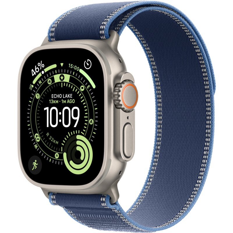 Apple Watch Ultra 3 GPS + Cellular koperta z natural tytanu Szary 49mm opaska Trail niebieski Rozmiar S/M
