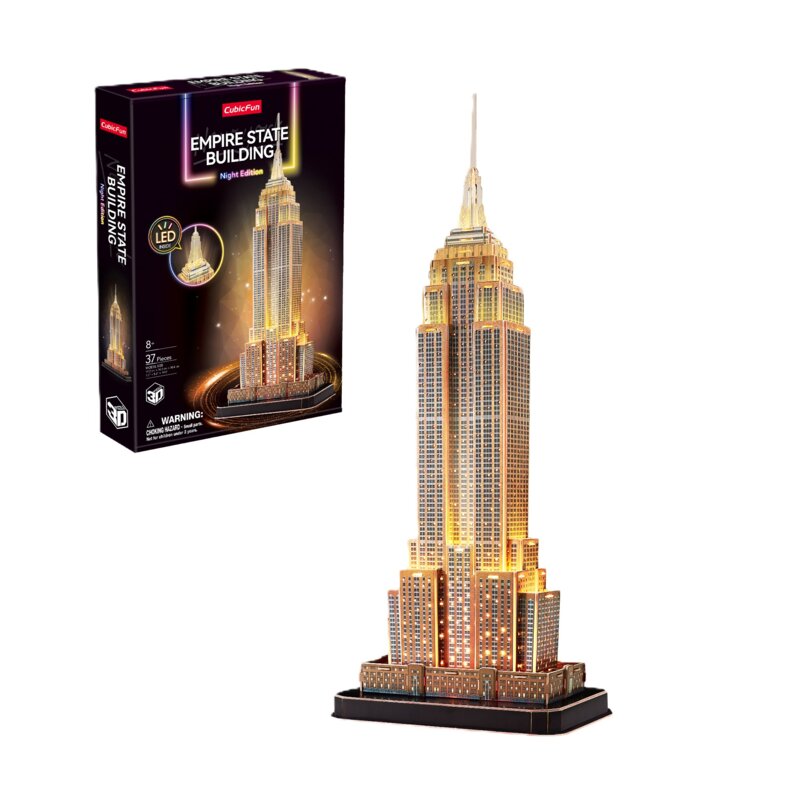 Puzzle 3D CUBIC FUN Night Edition Empire State Building L539H (37 elelemntów)