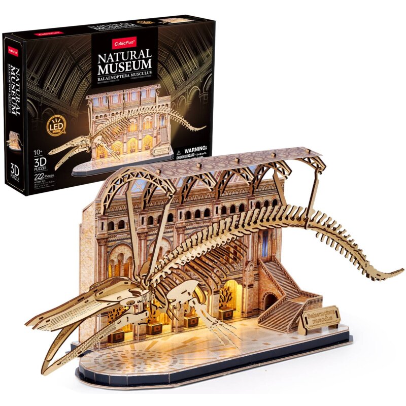 Puzzle 3D CUBIC FUN LED Natural Museum Płetwal Błękitny L545H (222 elelemnty)