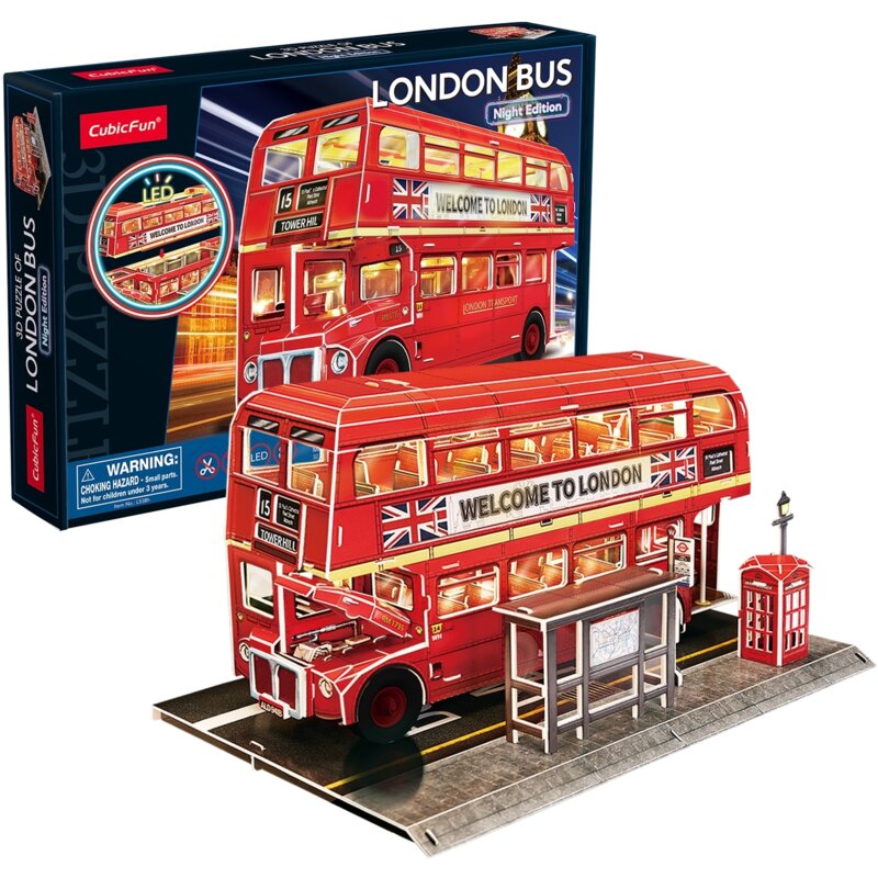 Puzzle 3D CUBIC FUN Night Edition Londyński Autobus L538H (161 elementów)