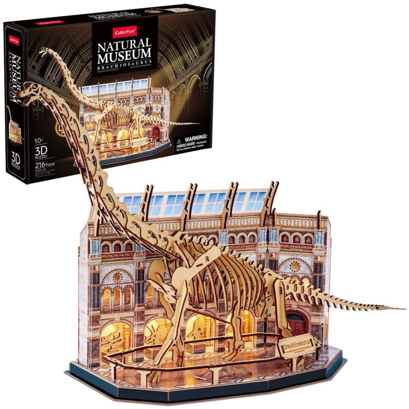Puzzle 3D CUBIC FUN LED Natural Museum Brachiozaur L544H (216 elementów)