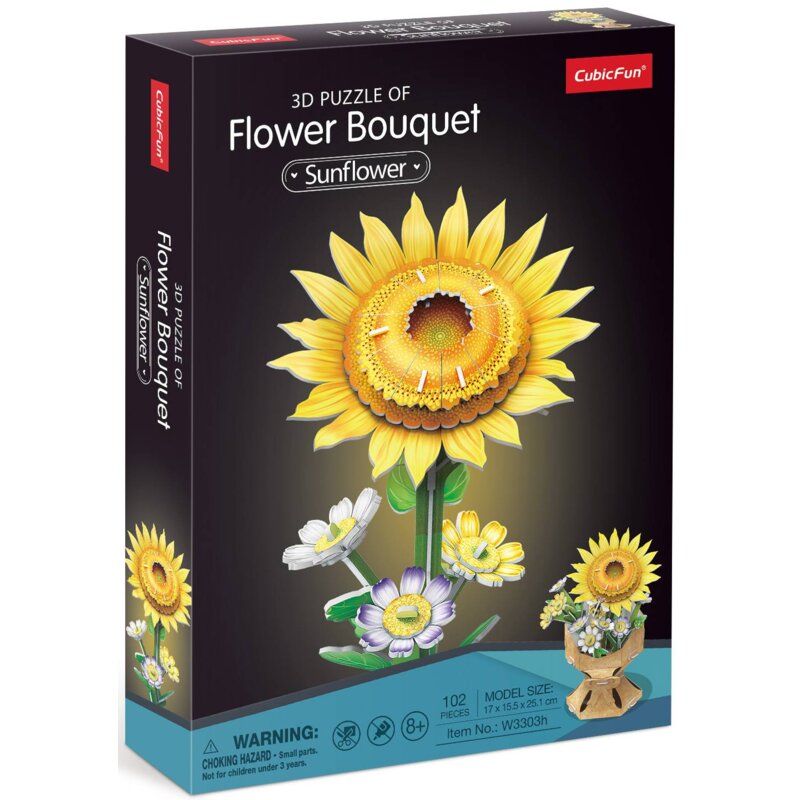 Puzzle 3D CUBIC FUN Flower Bouquet Słoneczniki W3303H (102 elementy)