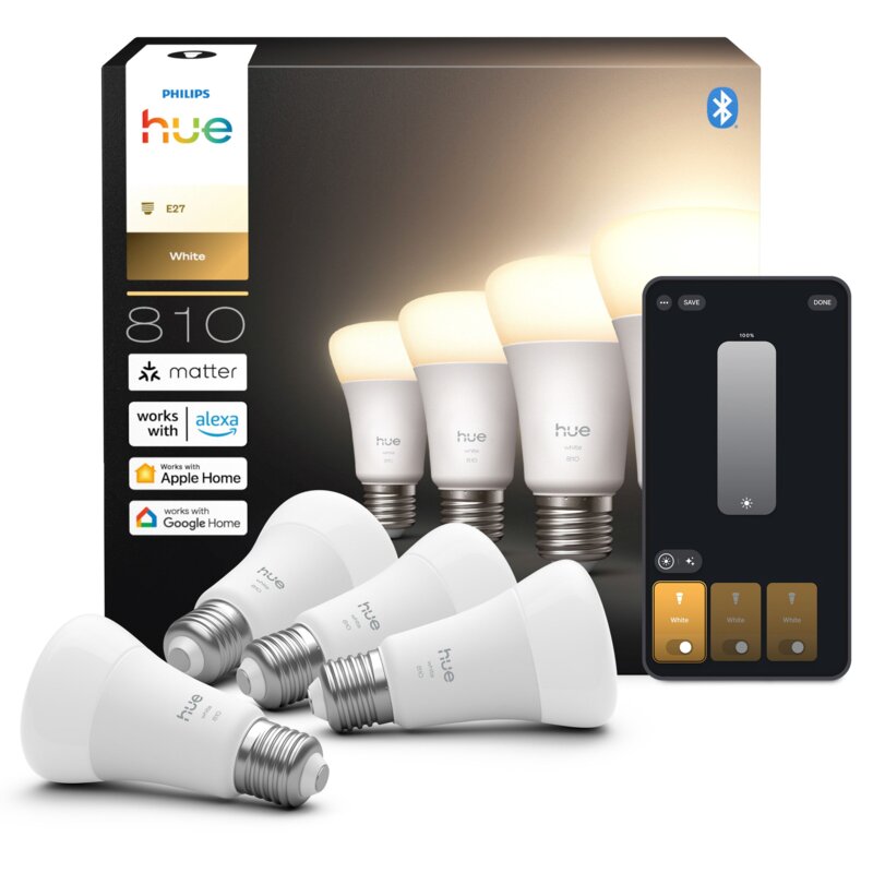 Inteligentna żarówka LED PHILIPS HUE 929003856006 7W E27 Bluetooth, ZigBee (4 szt.)