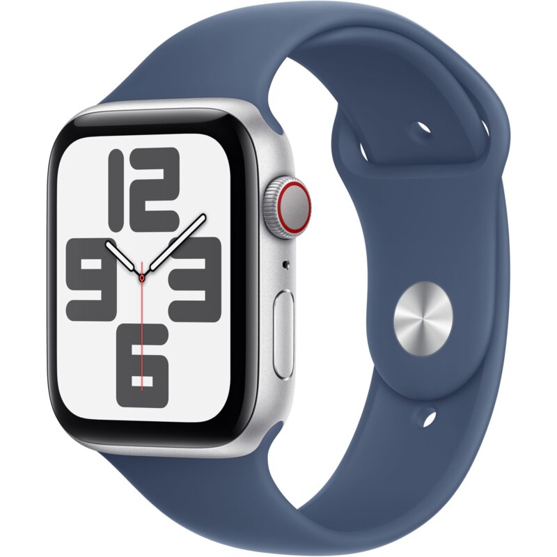 Apple Watch SE 2gen GPS + Cellular 44mm koperta z aluminium (srebrny) + pasek sportowy rozmiar S/M (denim) 2024 (CPO)