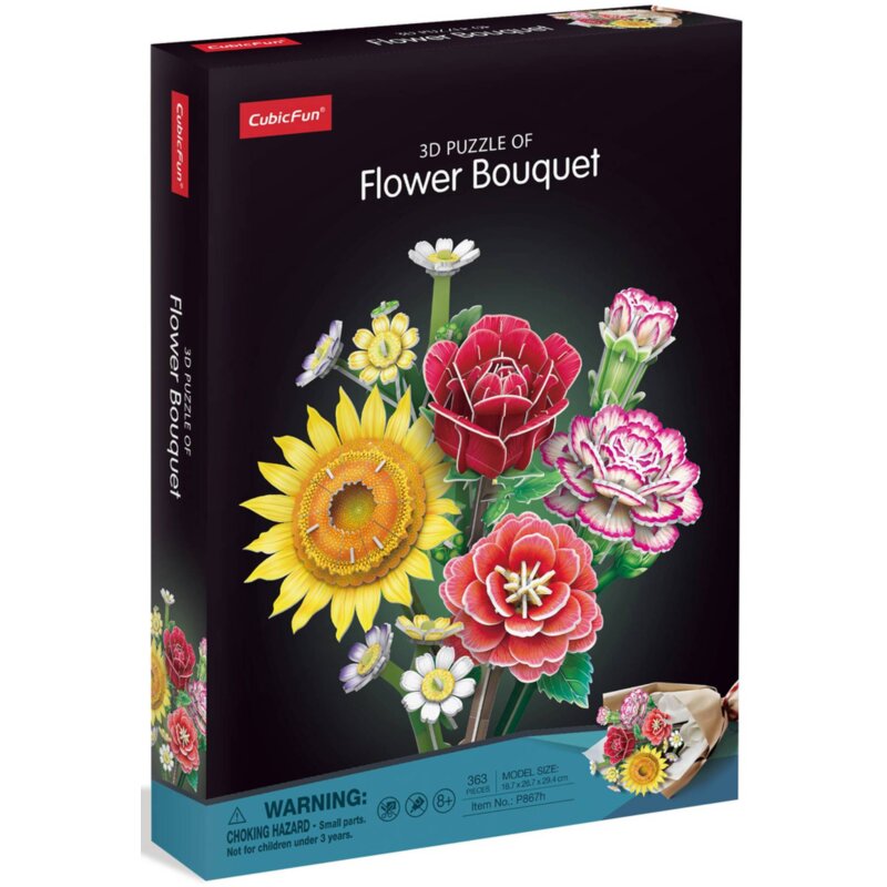 Puzzle przestrzenne CUBIC FUN Duży bukiet kwiatów Wielokolorowy