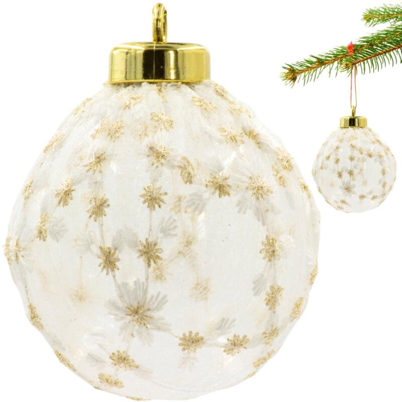 Bombka MICA Koronka 8 cm Biały