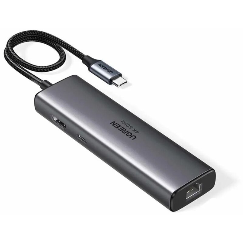 UGREEN CM512 6w1 HDMI 4K USB RJ45 PD Szary