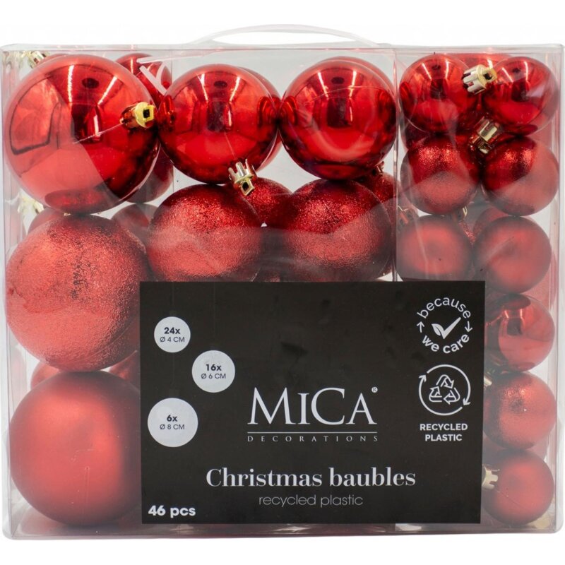 Bombka MICA 8 cm Czerwony (46 sztuk)