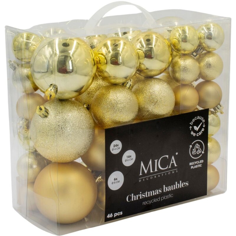 Bombka MICA 8 cm Złoty (46 sztuk)