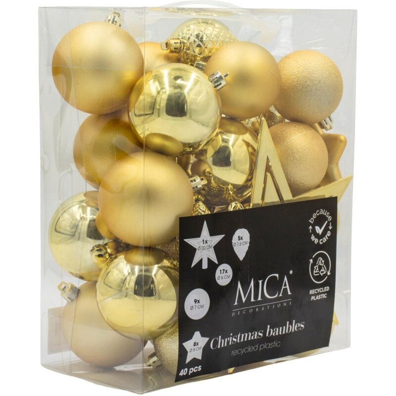 Bombka MICA 8 cm Złoty (40 sztuk)