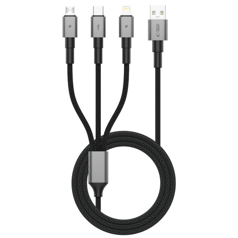 Kabel USB - Lightning/USB-C/Micro-USB TECH-PROTECT UltraBoost DNA 3w1 120 cm Szary