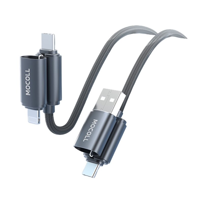 Kabel USB/USB-C - USB-C/Lightning MOCOLL Multi 4w1 60W 1.5 m Szary
