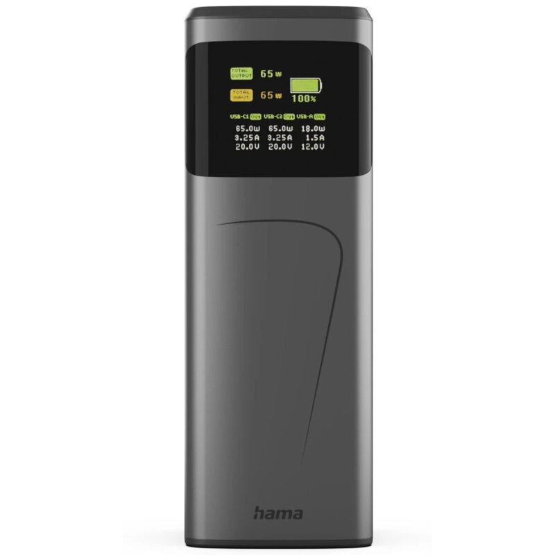 Powerbank HAMA Power Pack 20000 mAh High Power 65W Szary