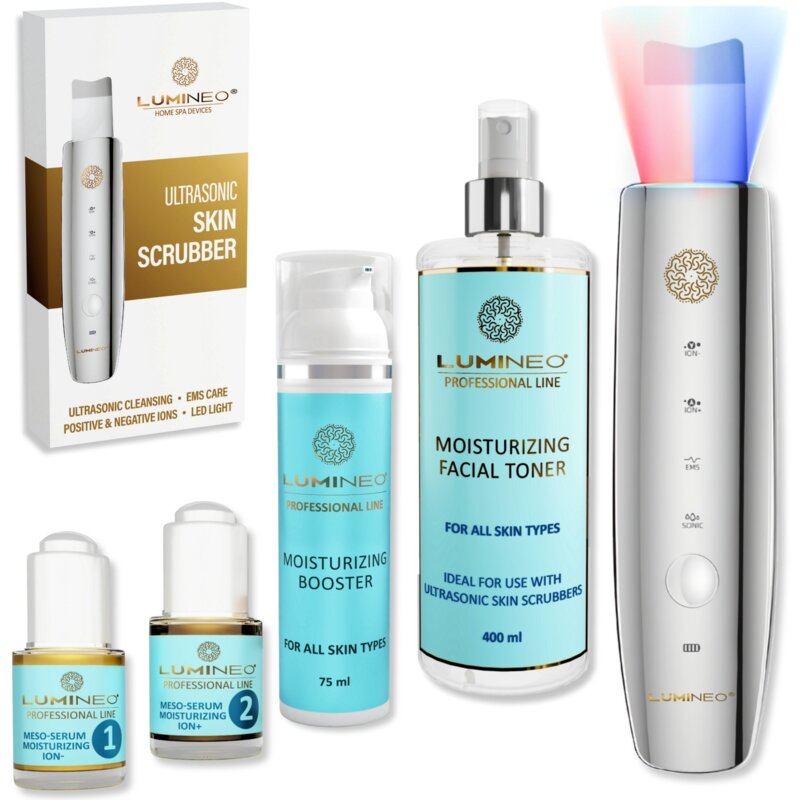 Urządzenie do peelingu kawitacyjnego LUMINEO M22 5w1 + Zestaw nawilżający (Tonik, 2 x Serum, Krem)