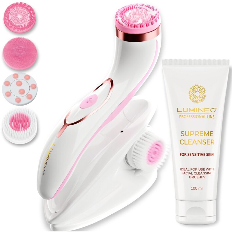 Szczoteczka soniczna do twarzy LUMINEO 8688 Pro Różowy + Żel do skóry delikatnej i wrażliwej 100 ml