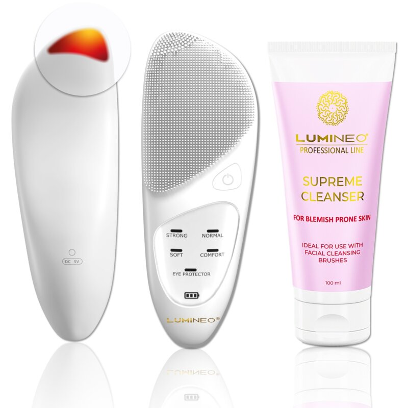 Szczoteczka soniczna do twarzy LUMINEO JMY05 Biały + Żel do skóry trądzikowej i problematycznej 100 ml