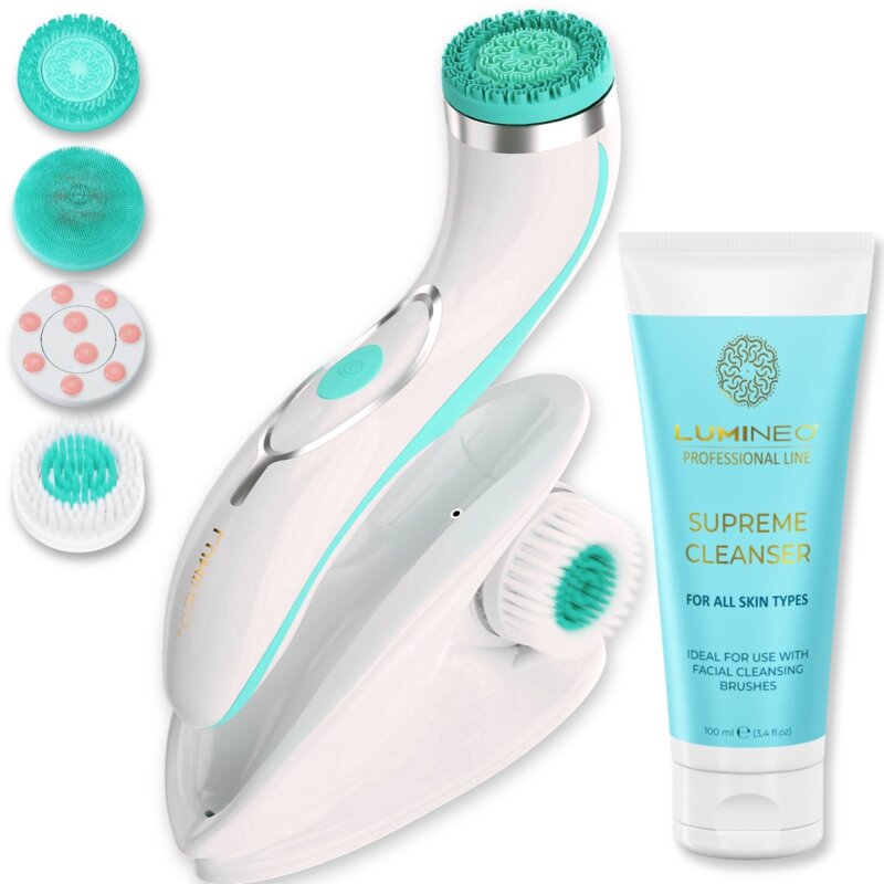 Szczoteczka soniczna do twarzy LUMINEO 8688 Pro Turkusowy + Żel do wszystkich rodzajów skóry 100 ml