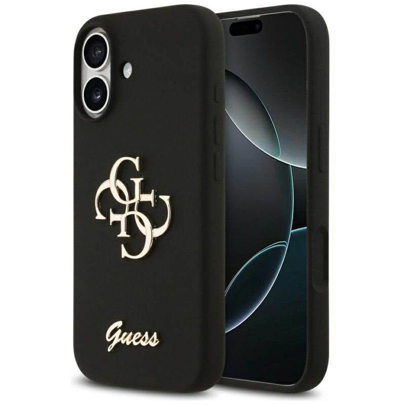 Guess Silicone Big 4G Script do iPhone 17 czarny