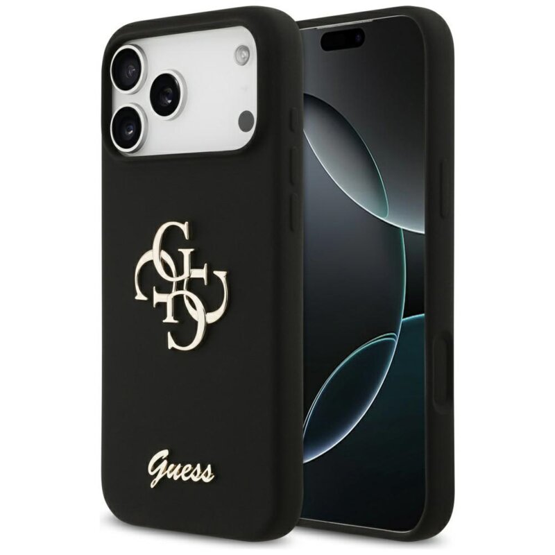 Guess Silicone Big 4G Script do iPhone 17 Pro Max czarny