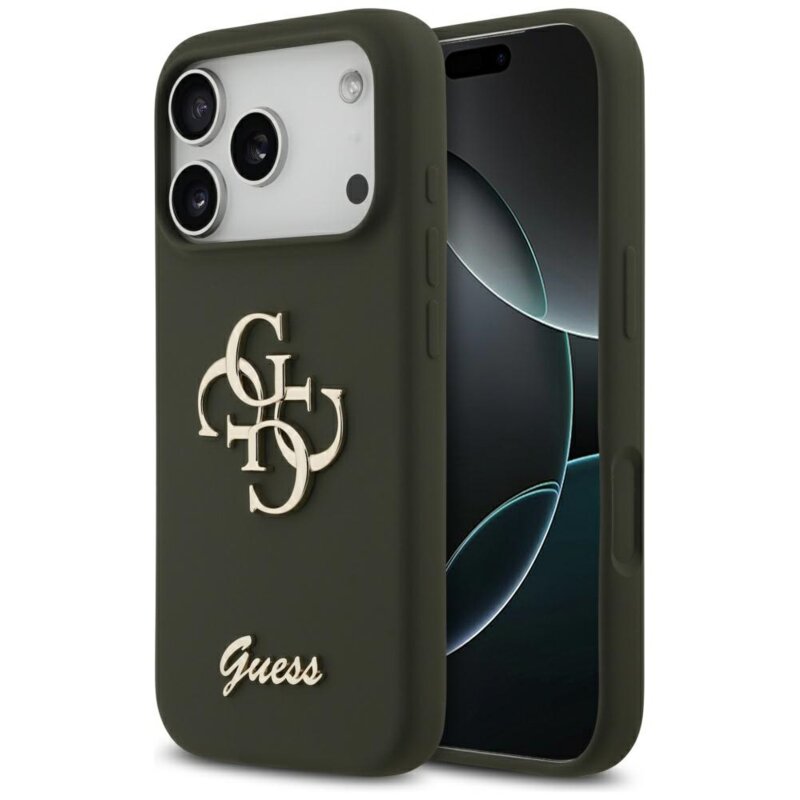 Guess Silicone Big 4G Script do iPhone 17 Pro Max khaki