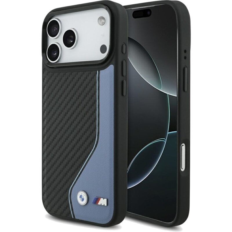 Etui BMW M Carbon Logo MagSafe do Apple iPhone 17 Pro Max Niebieski