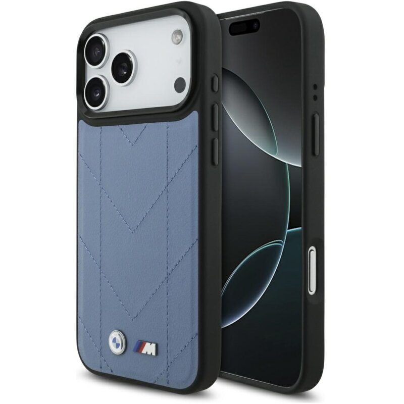 Etui BMW M Quilted Logo MagSafe do Apple iPhone 17 Pro Max Niebieski