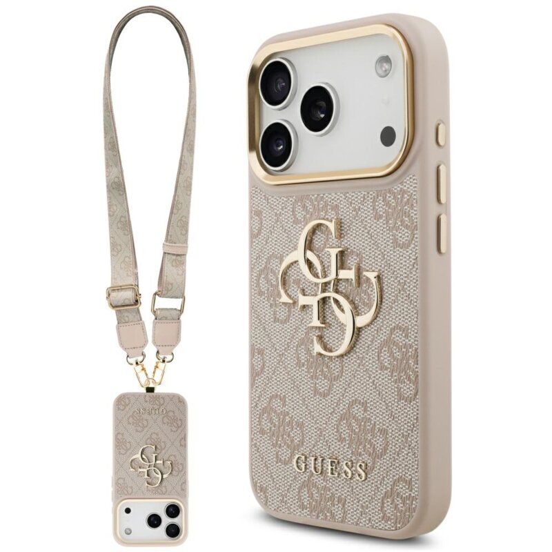 Guess Big 4G Classic Logo Big Strap Metal Buttons do iPhone 17 Pro Różowy