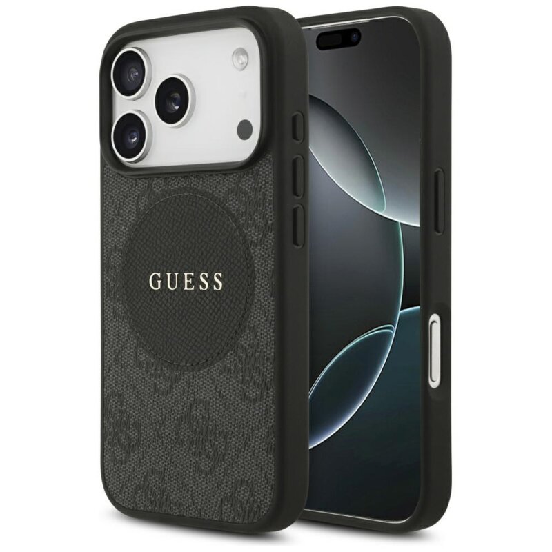 Guess 4G Circle Classic Logo MagSafe do iPhone 17 Pro Czarny