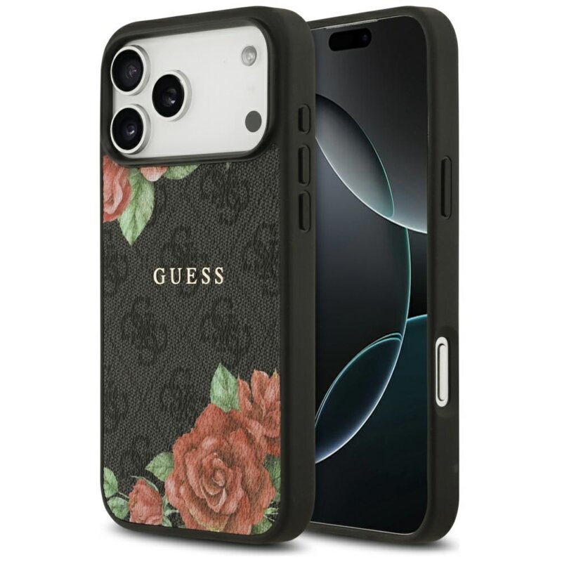 Guess 4G Flowers Print MagSafe do iPhone 17 Pro czarny