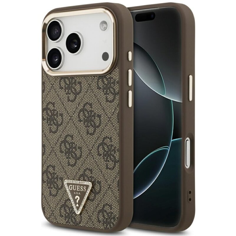 Guess 4G Triangle Logo MagSafe do iPhone 17 Pro Max brązowy złoty