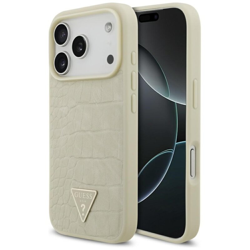 Guess Croco Triangle Logo MagSafe do iPhone 17 Pro Złoty