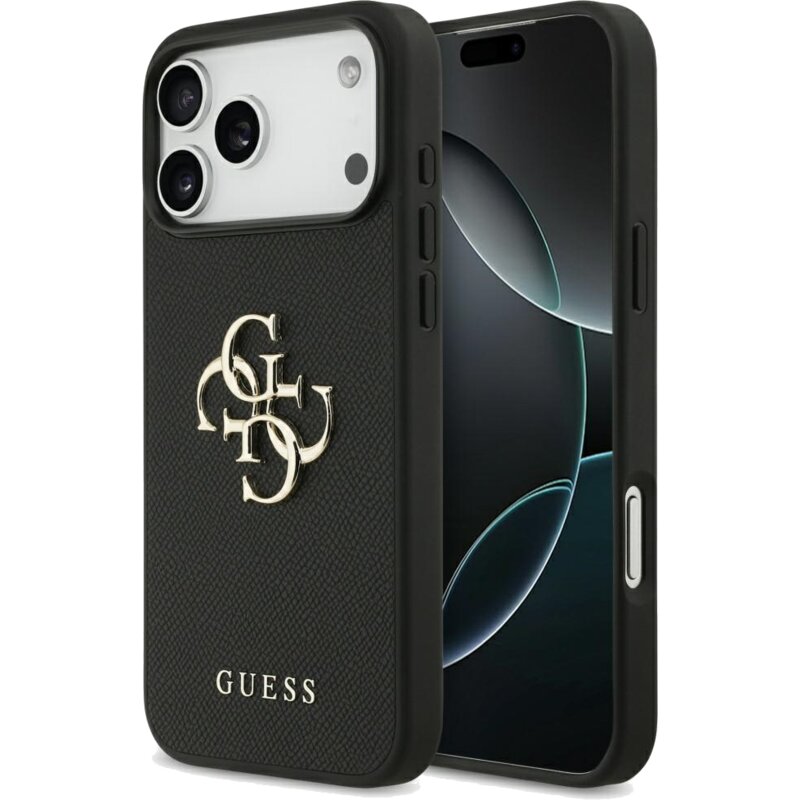 Guess Grained Big 4G & Classic Logo do iPhone 17 Pro Max czarny