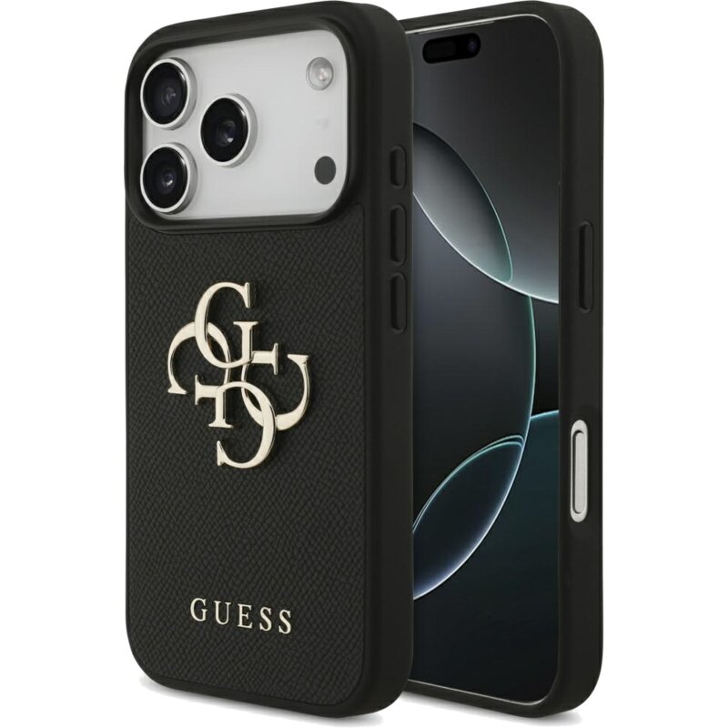 Guess Grained Big 4G & Classic Logo do iPhone 17 Pro czarny