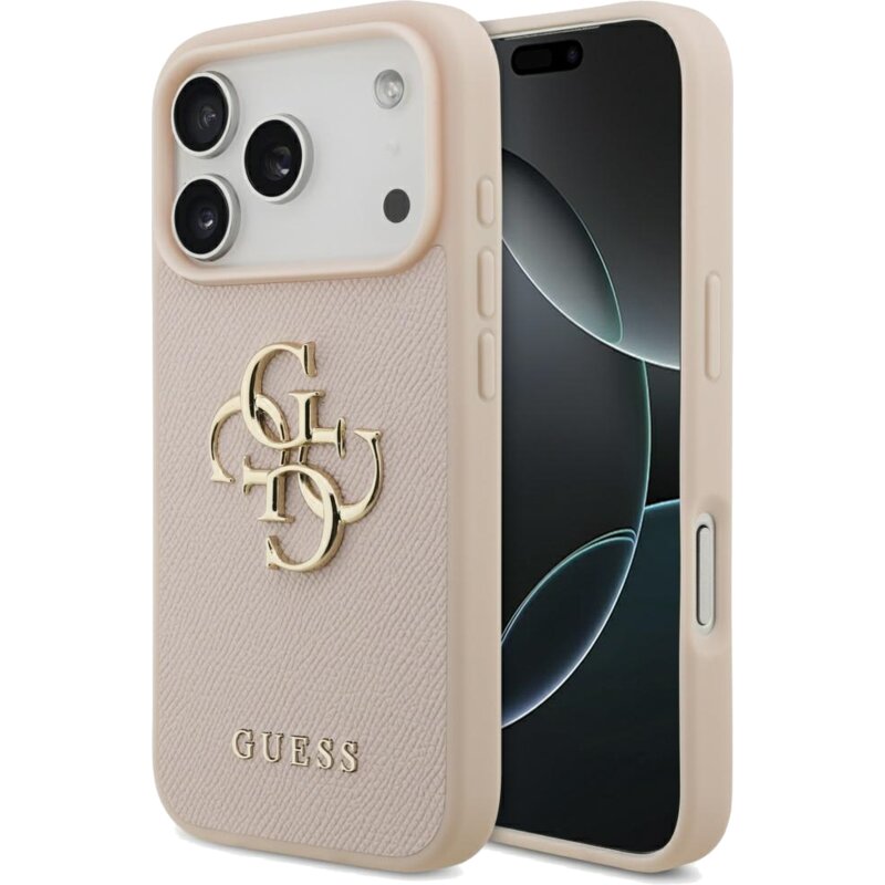 Guess Grained Big 4G & Classic Logo do iPhone 17 Pro różowy